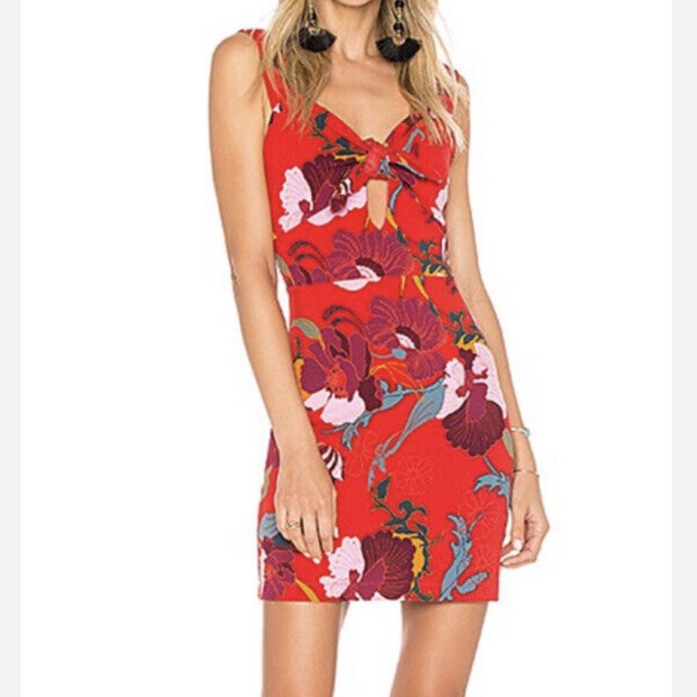 Free People: Sweet Cherry Red Floral Bodycon Sleeveless Dress